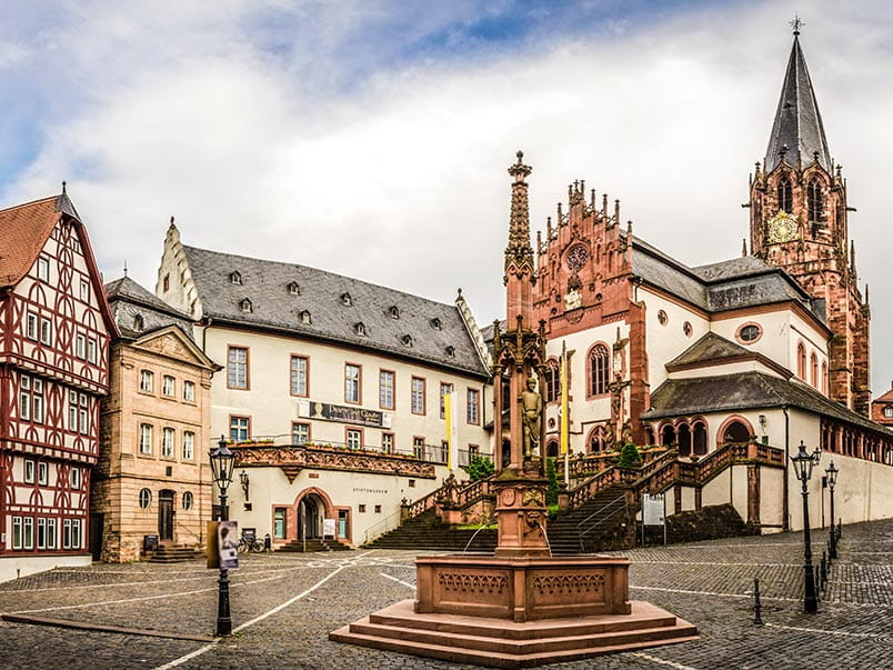 View of the basilica in the old town of Aschaffenburg